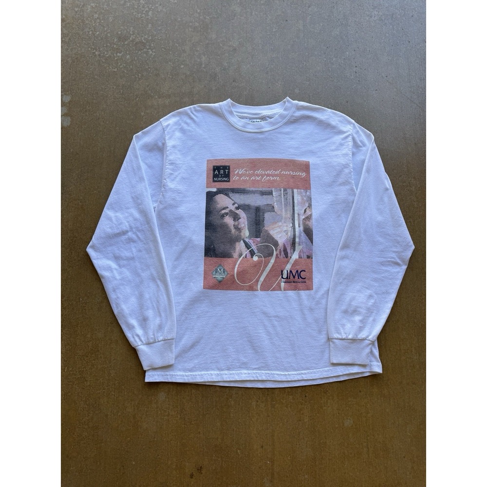 VTG 90s The Art of Nursing UMC Medical Center Long Sleeve T-Shirt Large White